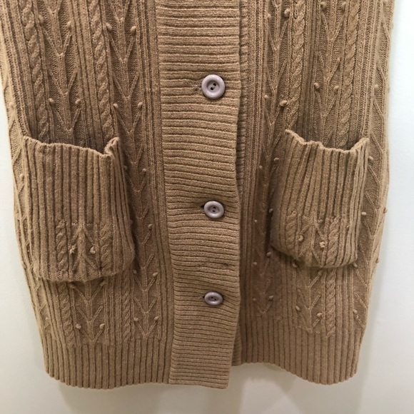 Ann Taylor Loft lambswool long cable knit Duster Vest Medium Cottagecore - Picture 4 of 7